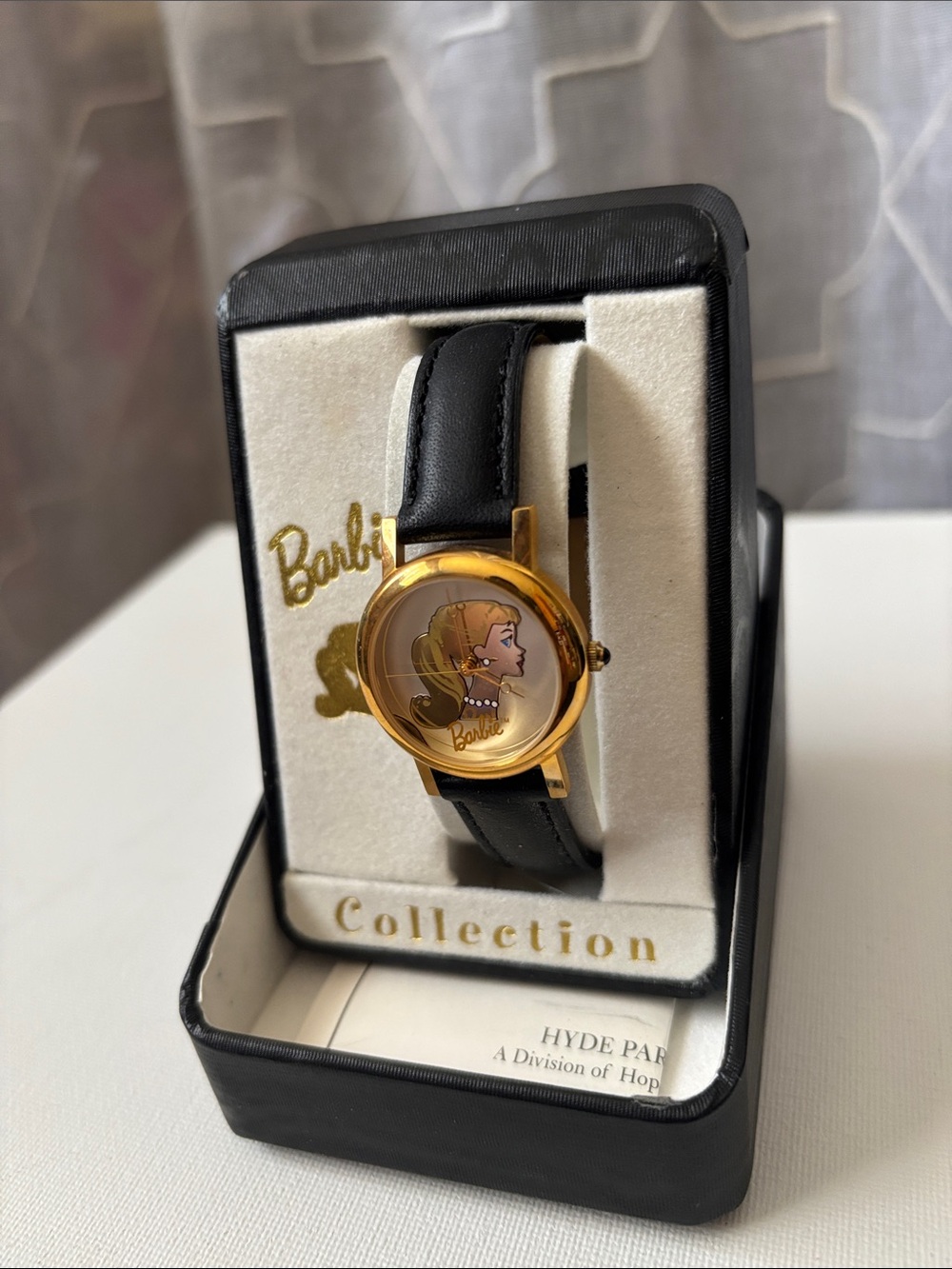 Vintage 1995 Barbie Gold and Black Watch with Profile Dial—New in box